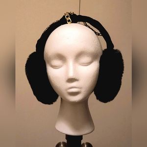 Black Ear Muffs w Gold Chain